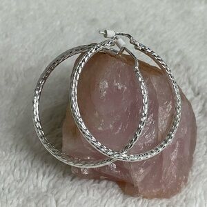 JCM Sterling Diamond cut Hoop Earrings